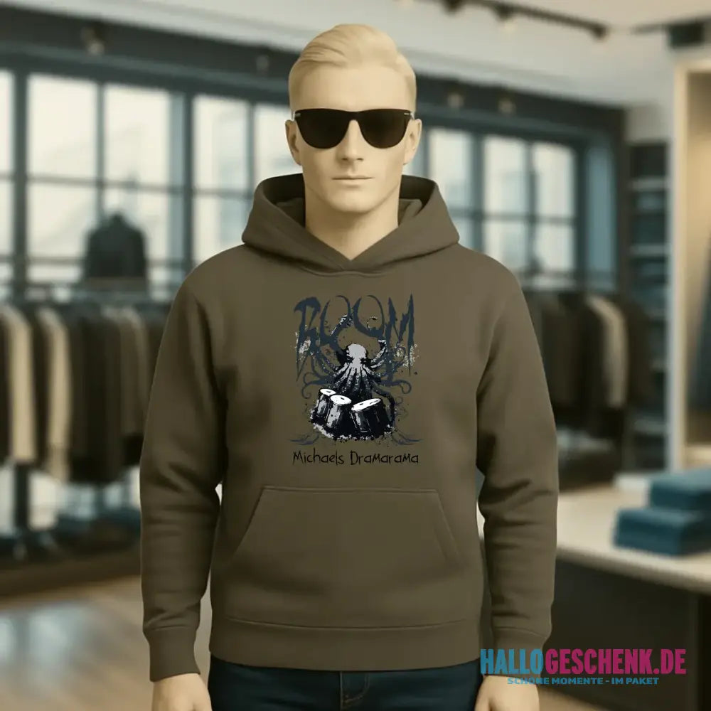 Drama Drummer Schlagzeuger + Wunschtext • Musik • Unisex Premium Hoodie XS-5XL aus Bio-Baumwolle für Damen & Herren