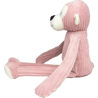 A soft pink corduroy monkey plush with white face ears and feet from dschungel-duo elefant und affe lanky legends set