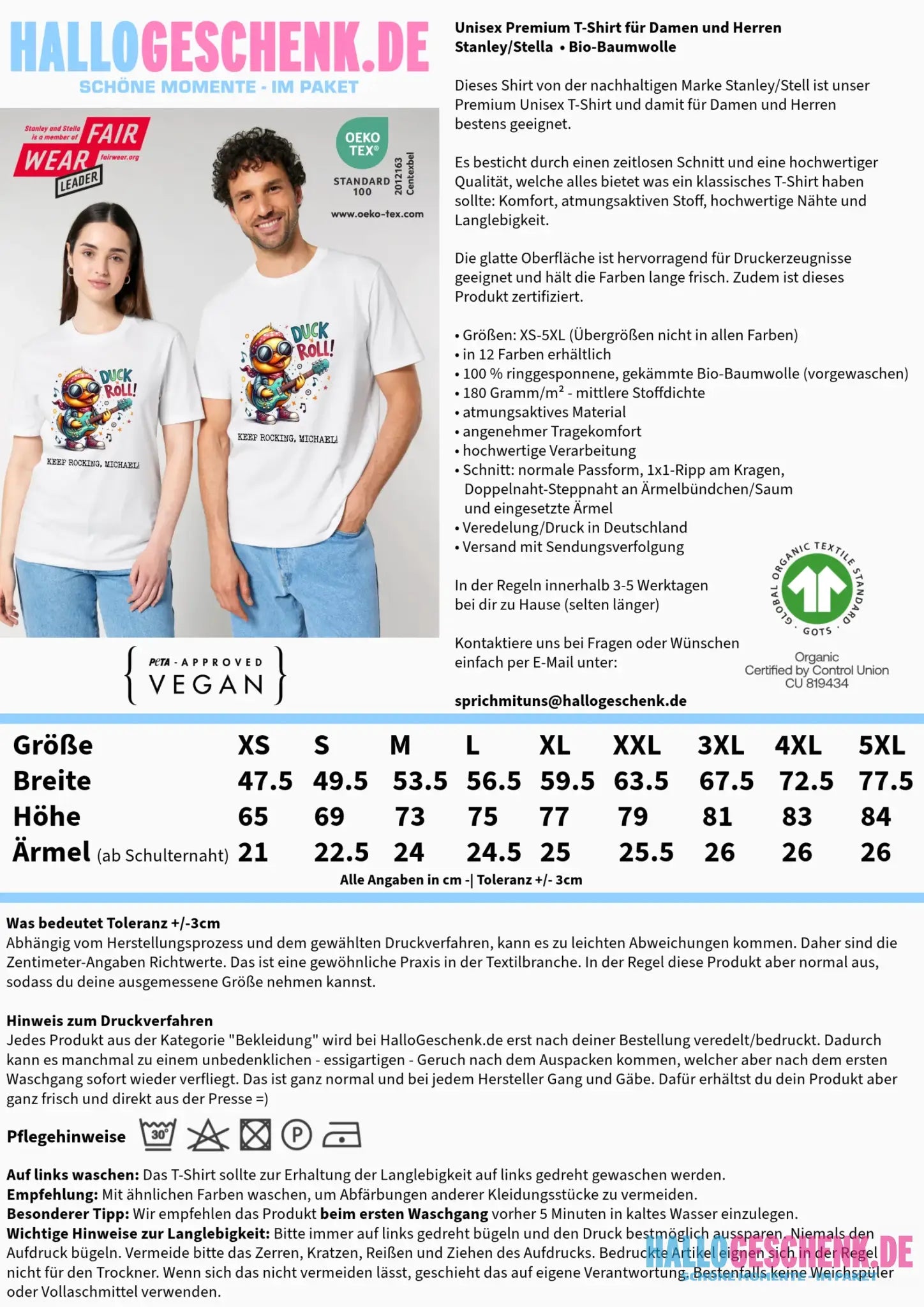 DUCK ´N ROLL • Ente • Unisex Premium T-Shirt XS-5XL aus Bio-Baumwolle für Damen & Herren • Exklusivdesign