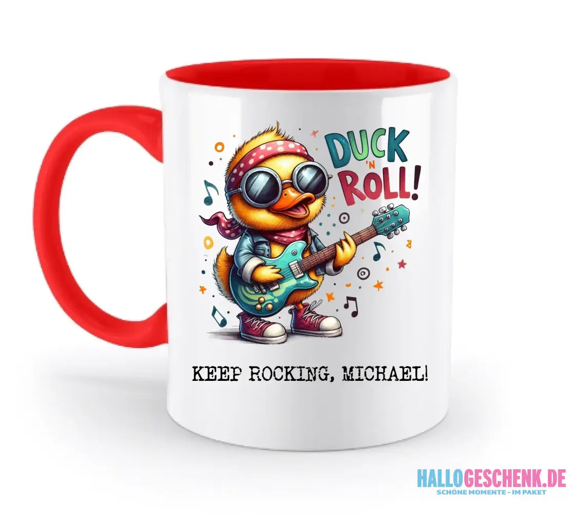 DUCK ´N ROLL • Ente • zweifarbige Tasse • Exklusivdesign • personalisiert - zweifarbige Tasse • spülmaschinengeeignet