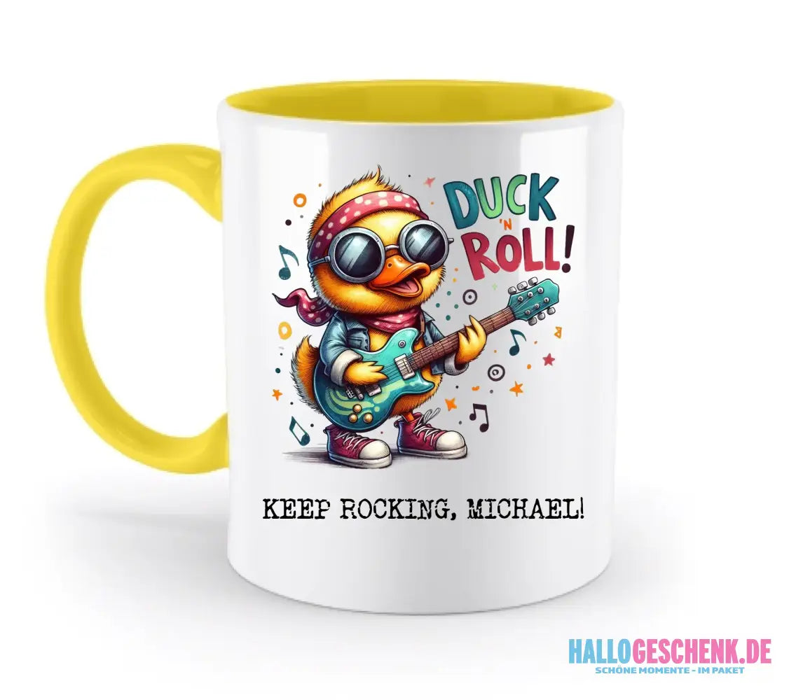 DUCK ´N ROLL • Ente • zweifarbige Tasse • Exklusivdesign • personalisiert - zweifarbige Tasse • spülmaschinengeeignet