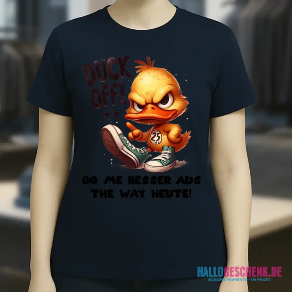DUCK OFF • ENTE • Ladies Premium T-Shirt XS-2XL aus Bio-Baumwolle für Damen • Exklusivdesign • personalisiert