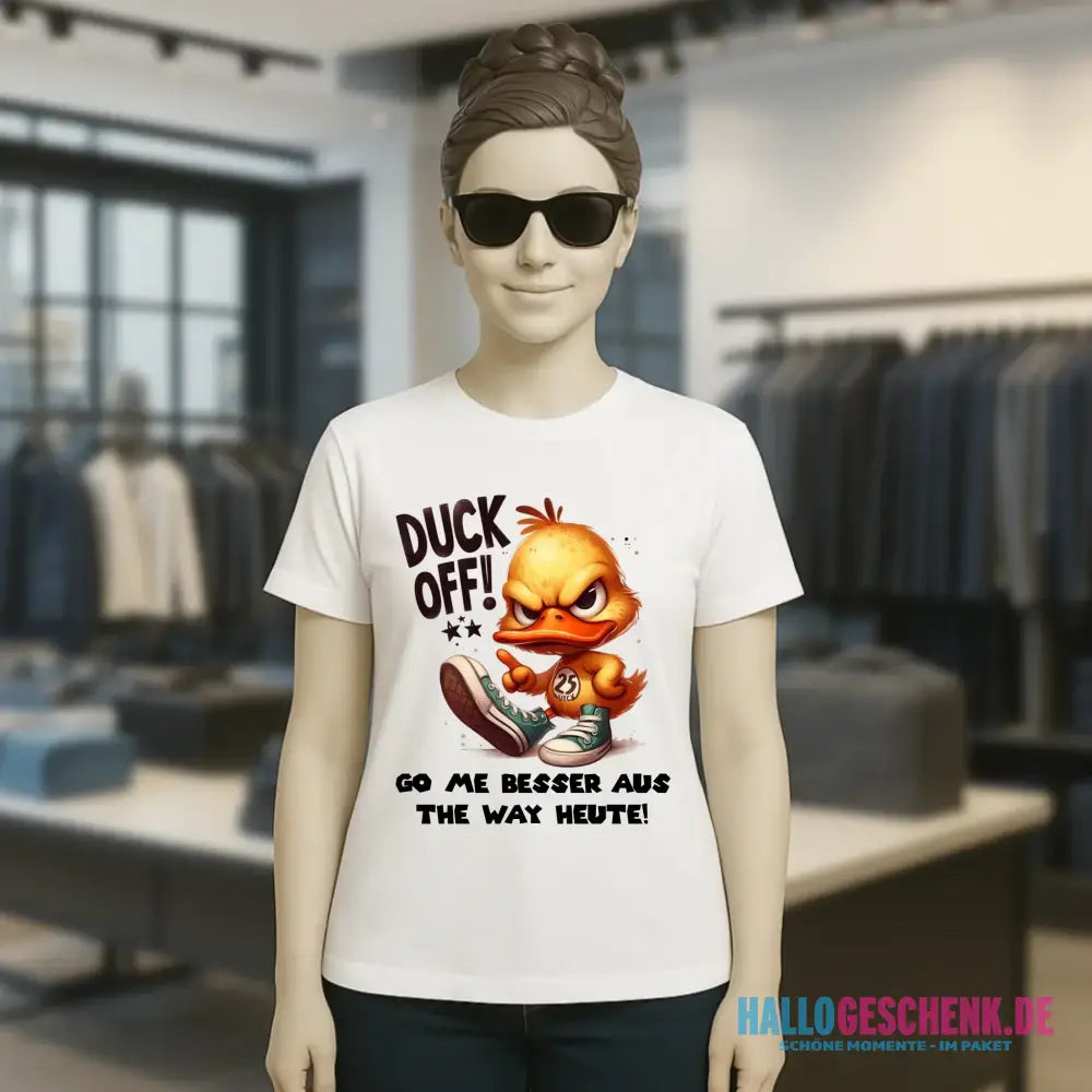 DUCK OFF • ENTE • Ladies Premium T-Shirt XS-2XL aus Bio-Baumwolle für Damen • Exklusivdesign • personalisiert