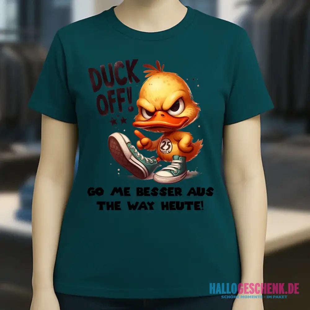DUCK OFF • ENTE • Ladies Premium T-Shirt XS-2XL aus Bio-Baumwolle für Damen • Exklusivdesign • personalisiert