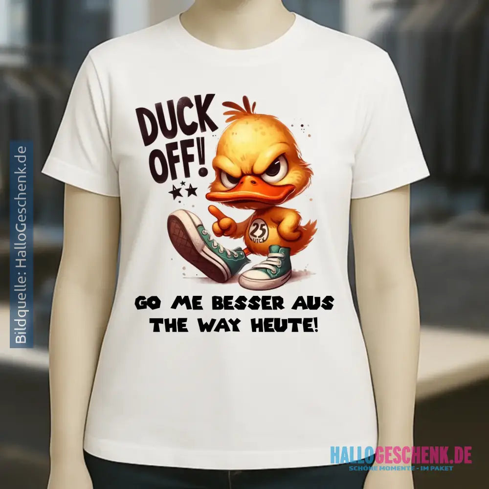 DUCK OFF • ENTE • Ladies Premium T-Shirt XS-2XL aus Bio-Baumwolle für Damen • Exklusivdesign • personalisiert
