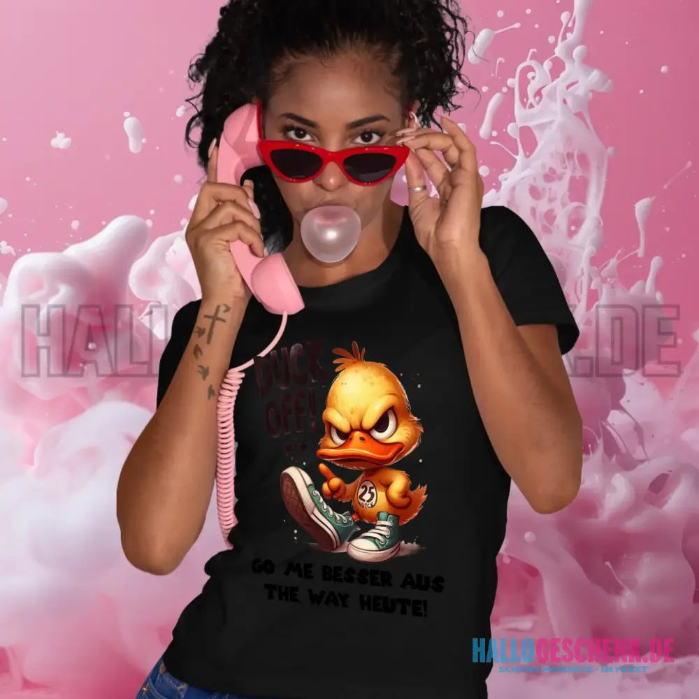 DUCK OFF • ENTE • Ladies Premium T-Shirt XS-2XL aus Bio-Baumwolle für Damen • Exklusivdesign • personalisiert