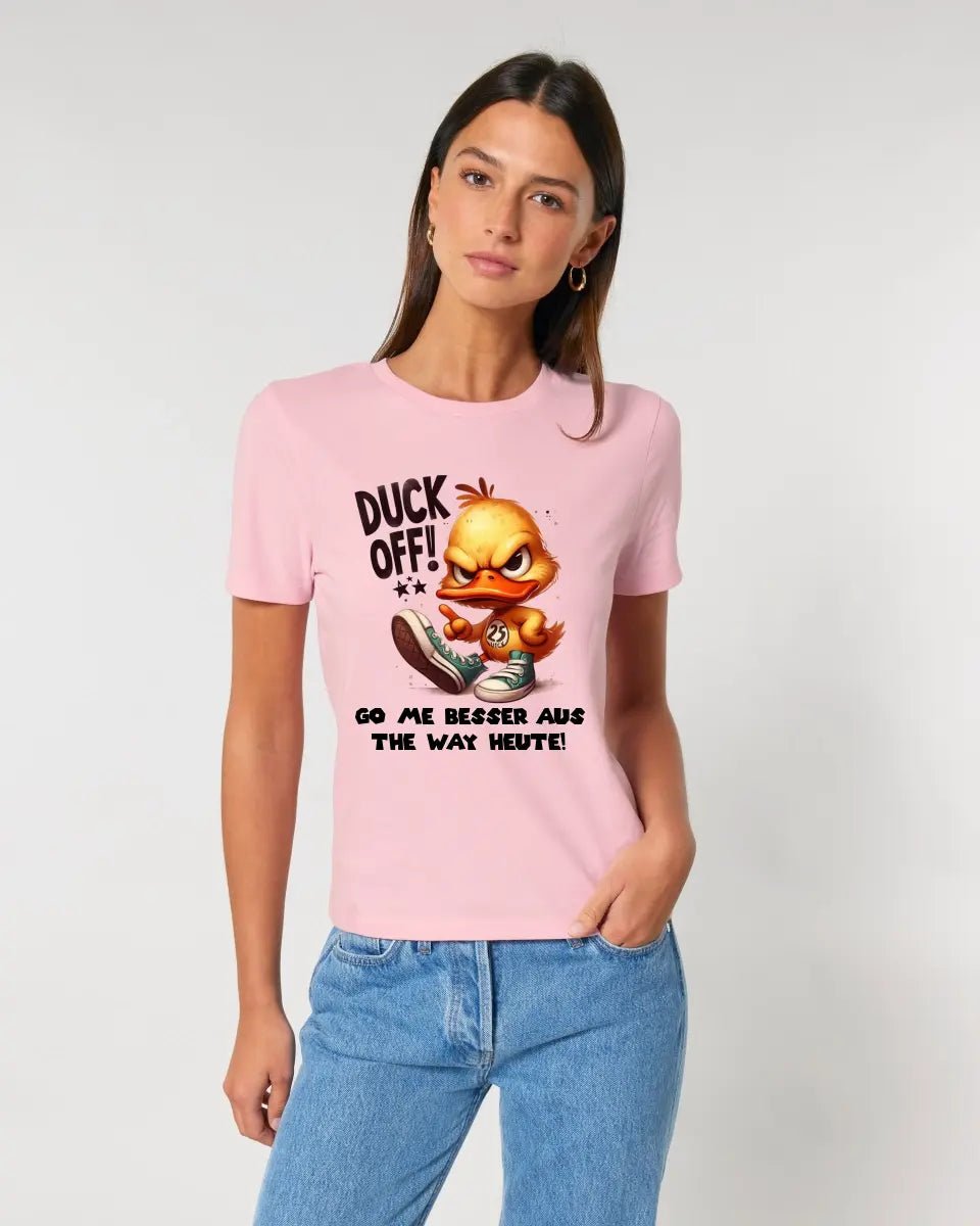 DUCK OFF • ENTE • Ladies Premium T-Shirt XS - 2XL aus Bio - Baumwolle für Damen • Exklusivdesign • personalisiert von HalloGeschenk.de