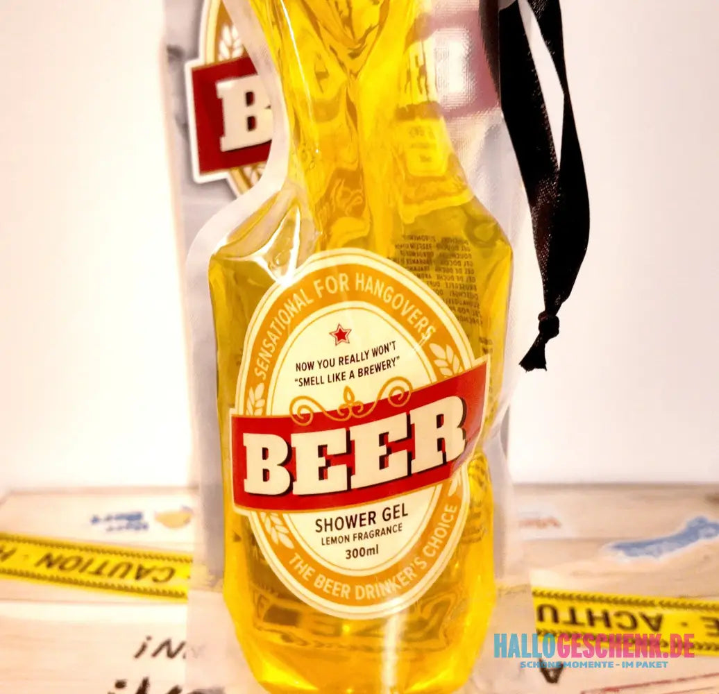 Duschgel mit Zitronenduft • Bier • Beer • ca. 300 ml im PET-Beutel • Scherzartikel • Wiederverwendbar