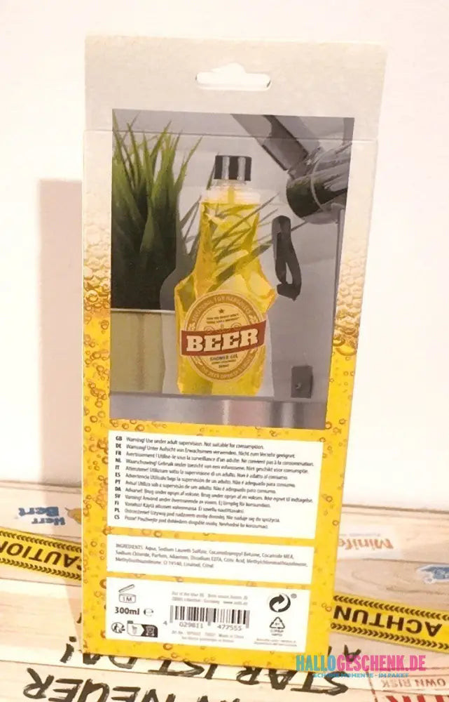 Duschgel mit Zitronenduft • Bier • Beer • ca. 300 ml im PET-Beutel • Scherzartikel • Wiederverwendbar