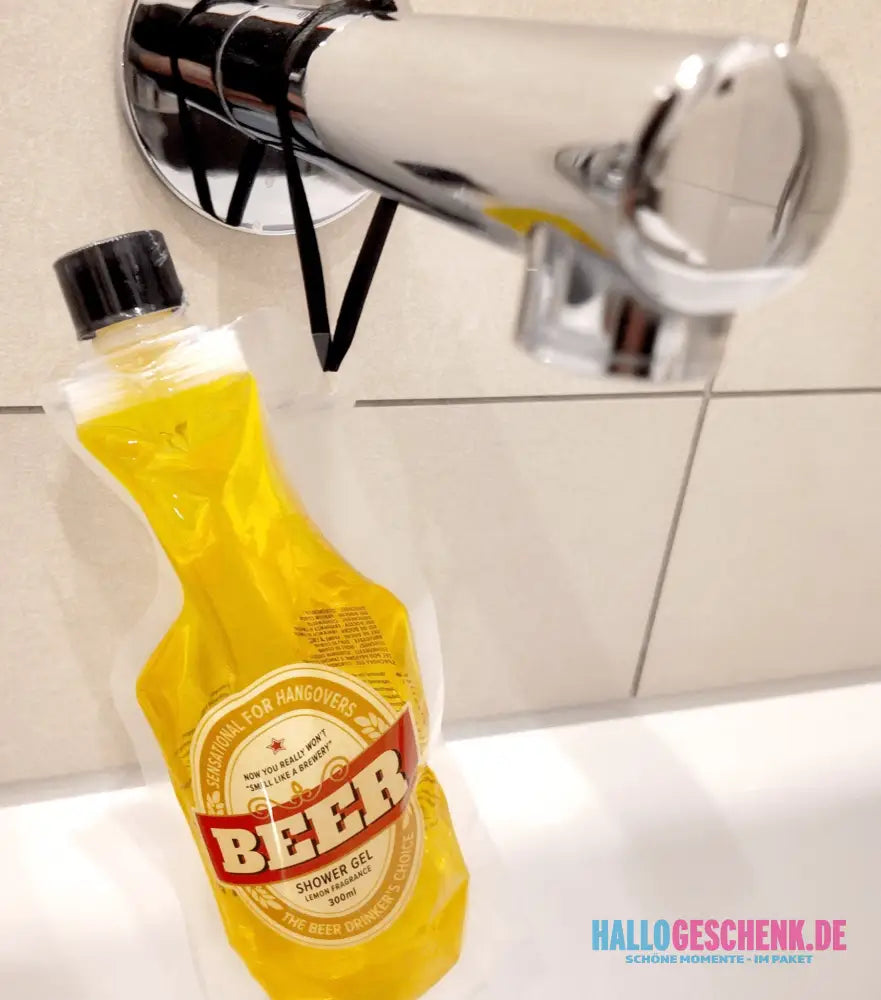 Duschgel mit Zitronenduft • Bier • Beer • ca. 300 ml im PET-Beutel • Scherzartikel • Wiederverwendbar
