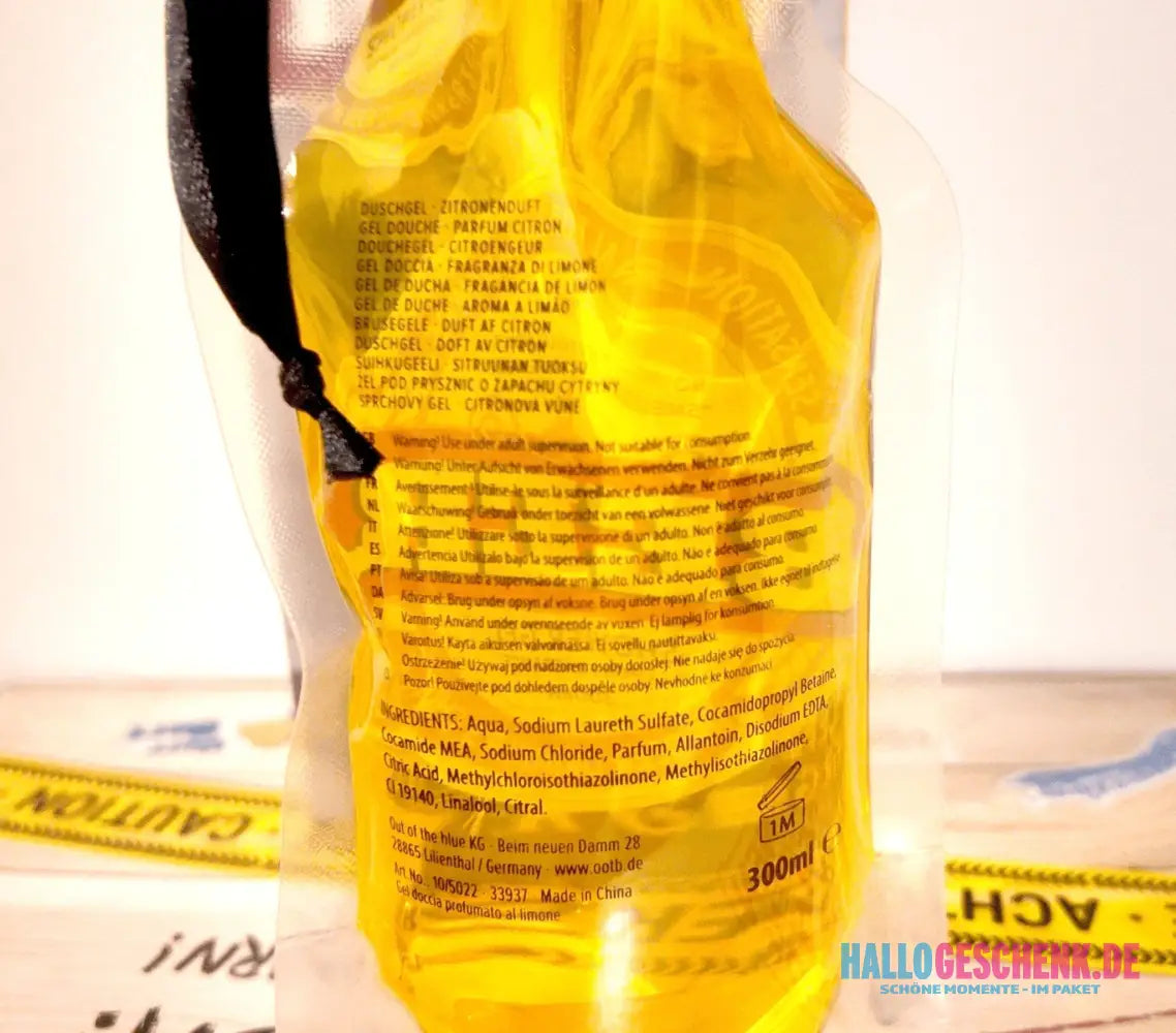 Duschgel mit Zitronenduft • Bier • Beer • ca. 300 ml im PET-Beutel • Scherzartikel • Wiederverwendbar