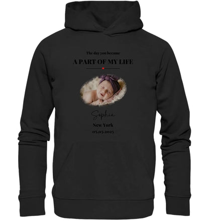 Splash Mid • mehrere Artikel • ’Statement-Collection’ • Wunschtext • Mein Fotomotiv - Unisex Hoodie • Bio Premium Plus