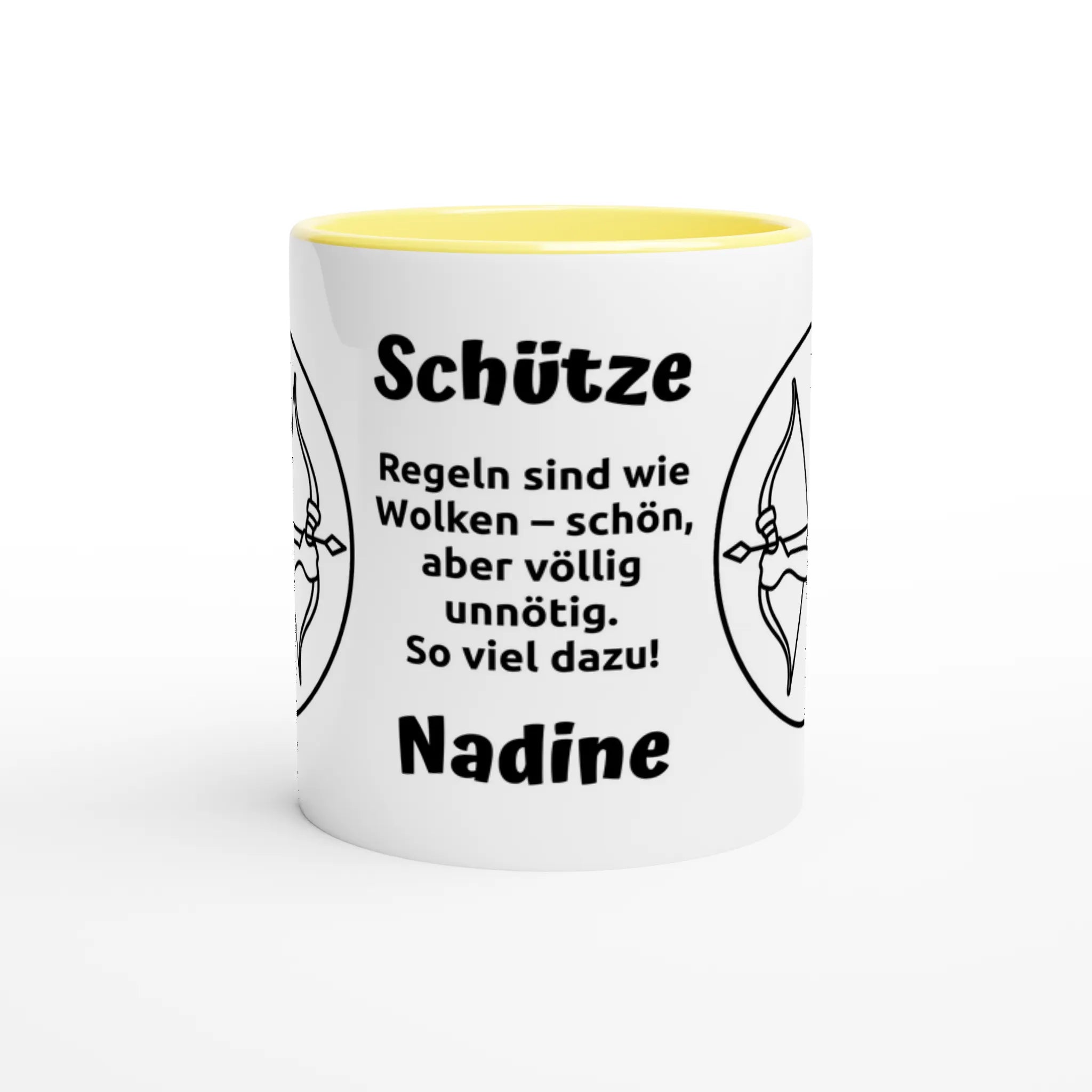 Mit 3D-Vorschau: 12 Sternzeichen mit Name + personalisierten Sprüchen • zweifarbige Tasse