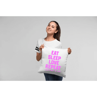 EAT SLEEP LOVE REPEAT + WUNSCHTEXT • Kissen 40x40 cm • personalisiert