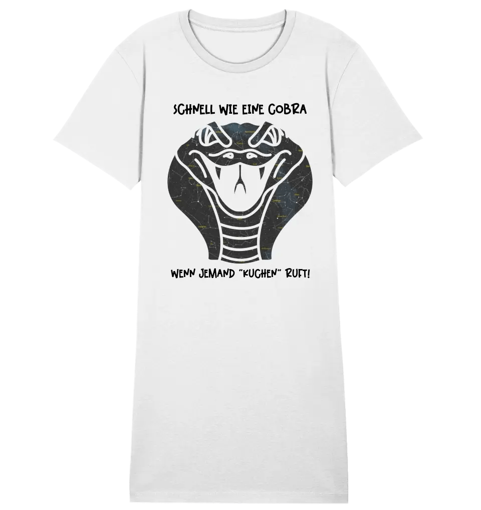 Echte Sternenkarte als Cobra + Text • Ladies Premium T-Shirt Kleid aus Bio - Baumwolle S - 2XL • Exklusivdesign • personalisiert von HalloGeschenk.de