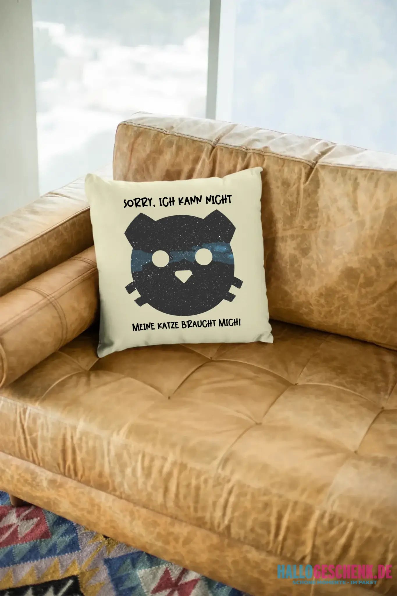 Echte Sternenkarte als Katze + Text • Kissen 40x40 cm • personalisiert