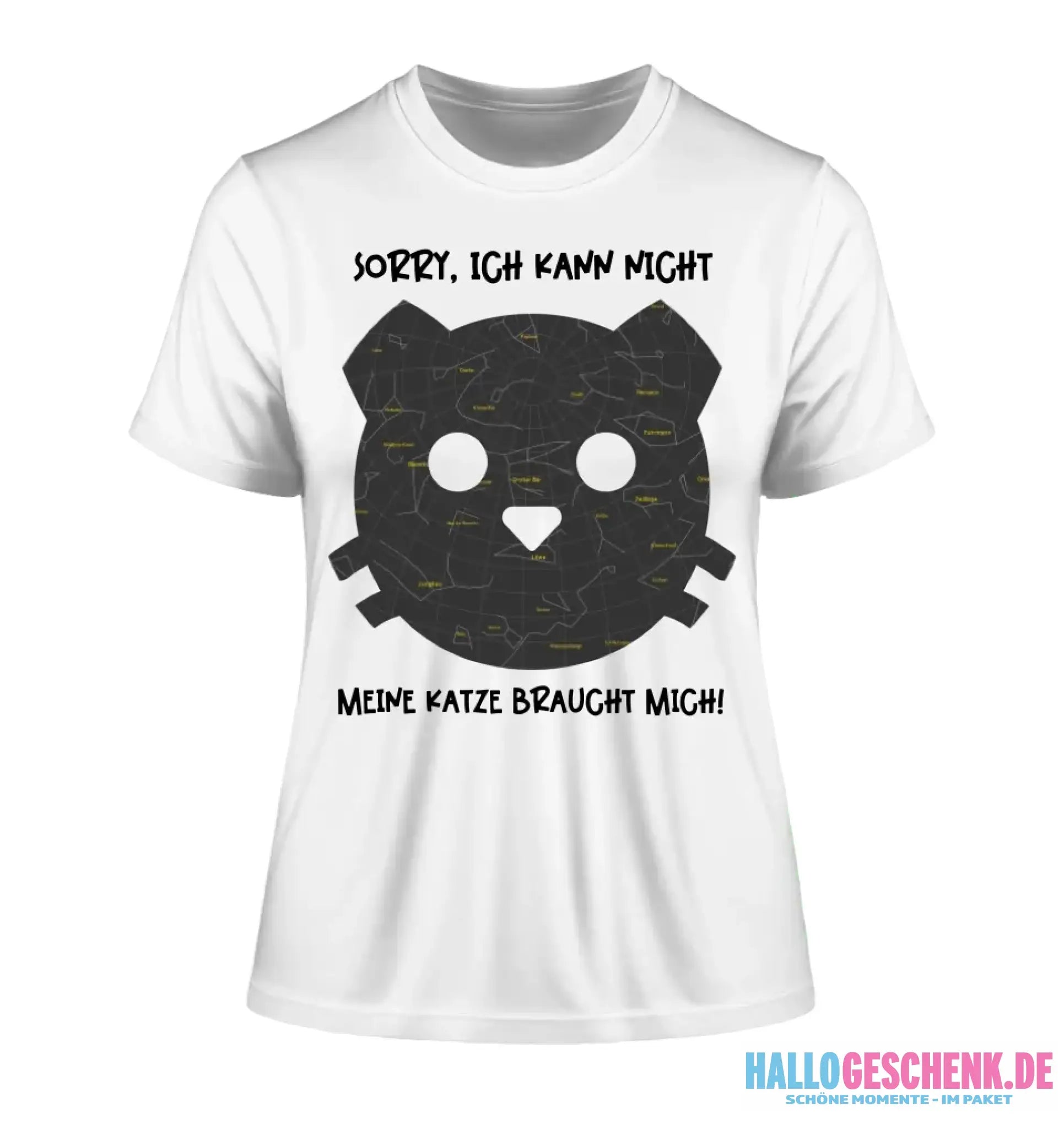 Echte Sternenkarte als Katze + Text • Ladies Premium T-Shirt XS-2XL aus Bio-Baumwolle für Damen • Exklusivdesign • personalisiert