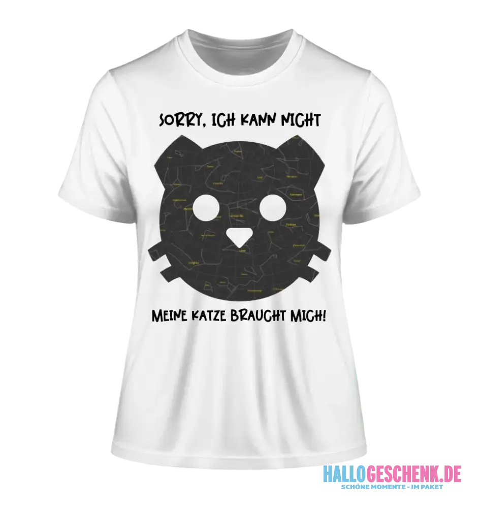 Echte Sternenkarte als Katze + Text • Ladies Premium T-Shirt XS-2XL aus Bio-Baumwolle für Damen • Exklusivdesign • personalisiert