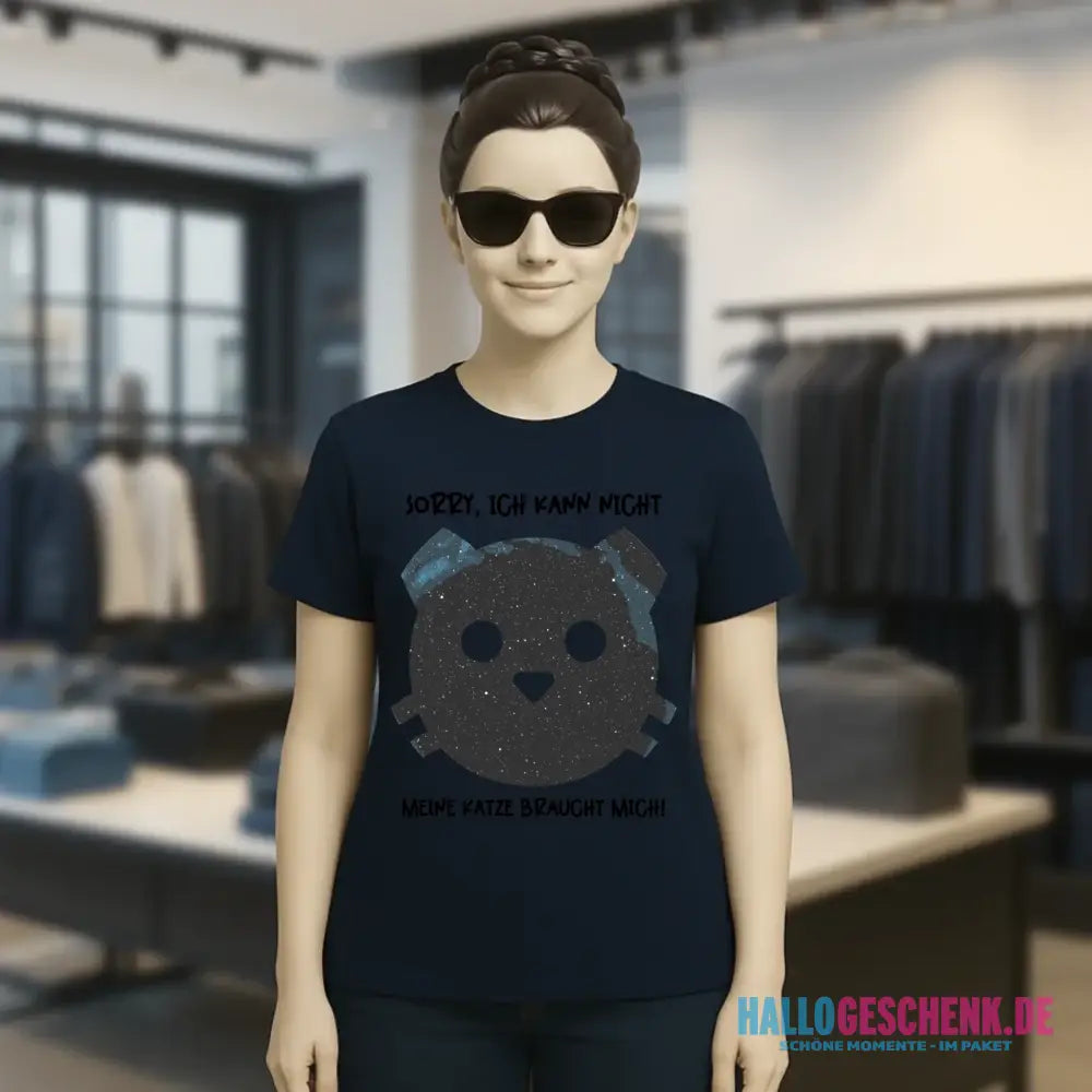 Echte Sternenkarte als Katze + Text • Ladies Premium T-Shirt XS-2XL aus Bio-Baumwolle für Damen • Exklusivdesign • personalisiert