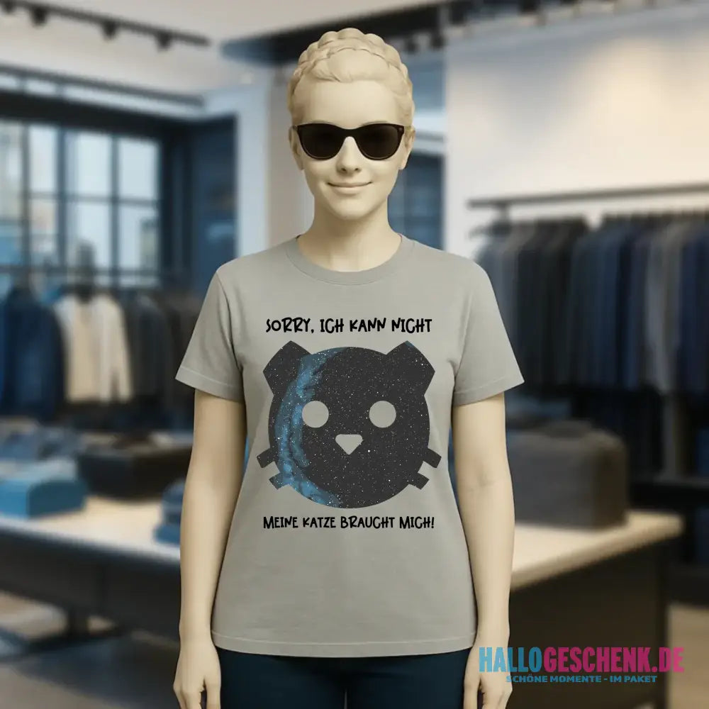 Echte Sternenkarte als Katze + Text • Ladies Premium T-Shirt XS-2XL aus Bio-Baumwolle für Damen • Exklusivdesign • personalisiert