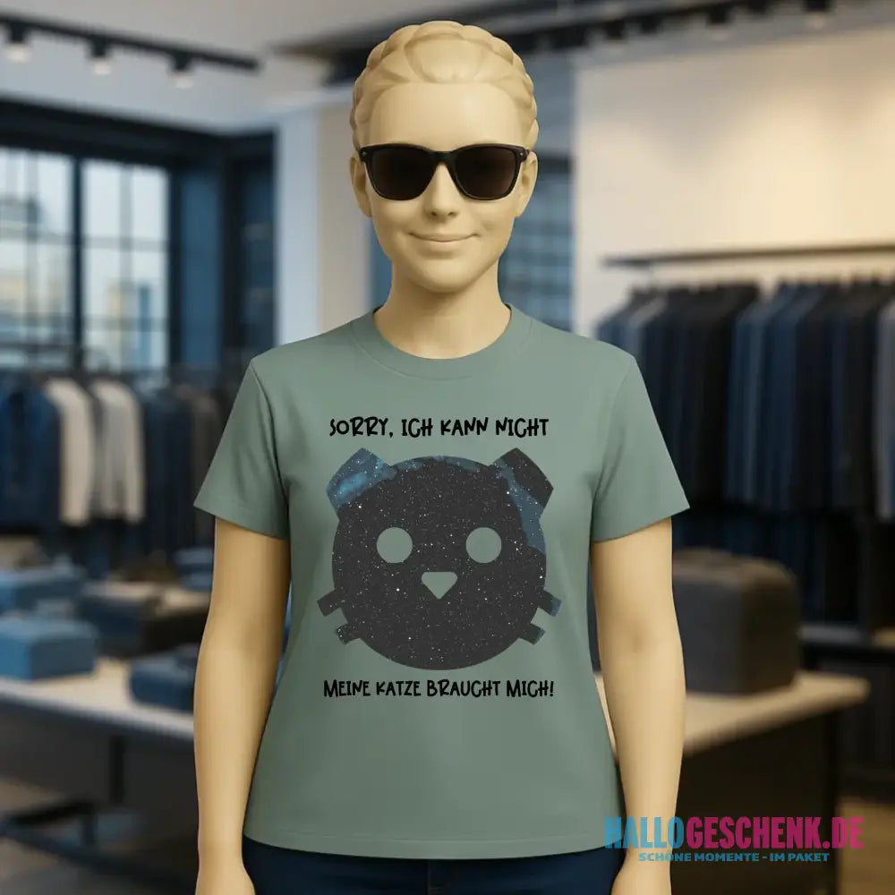 Echte Sternenkarte als Katze + Text • Ladies Premium T-Shirt XS-2XL aus Bio-Baumwolle für Damen • Exklusivdesign • personalisiert