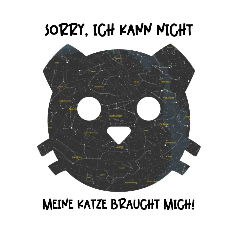 Echte Sternenkarte als Katze + Text • STICKER 20x20cm (Aufkleber) • personalisiert von HalloGeschenk.de