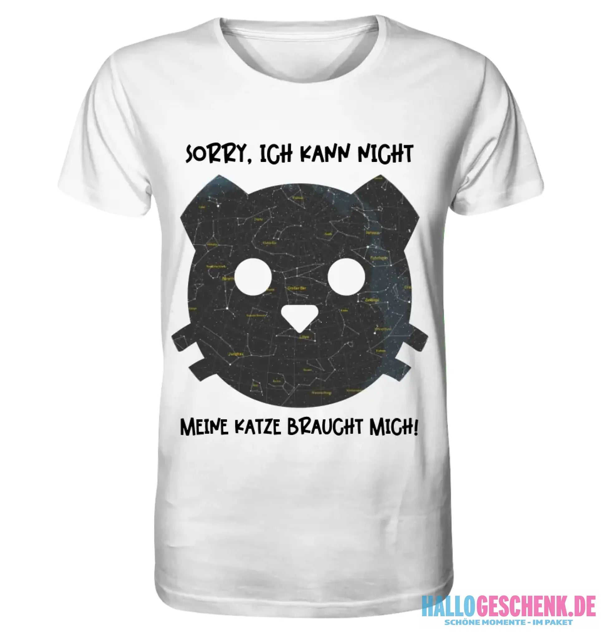 Echte Sternenkarte als Katze + Text • Unisex Premium T-Shirt XS-5XL aus Bio-Baumwolle für Damen & Herren • Exklusivdesign • personalisiert