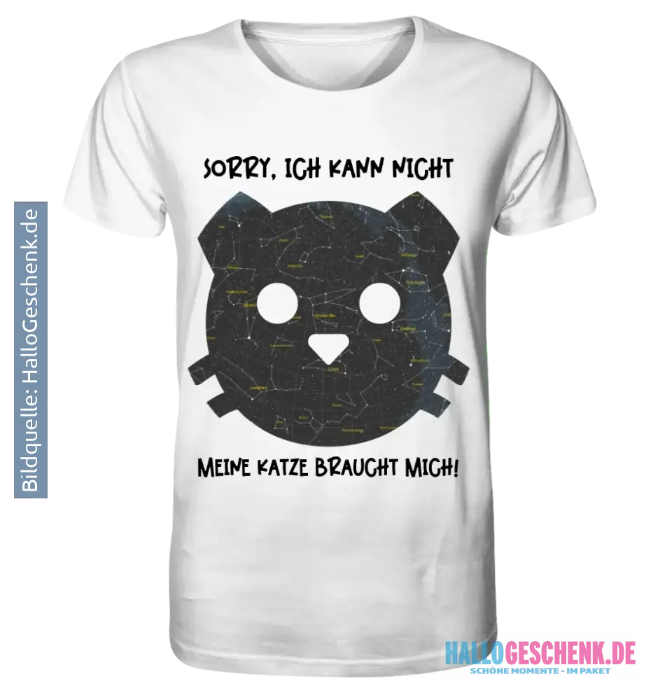 Echte Sternenkarte als Katze + Text • Unisex Premium T-Shirt XS-5XL aus Bio-Baumwolle für Damen & Herren • Exklusivdesign • personalisiert