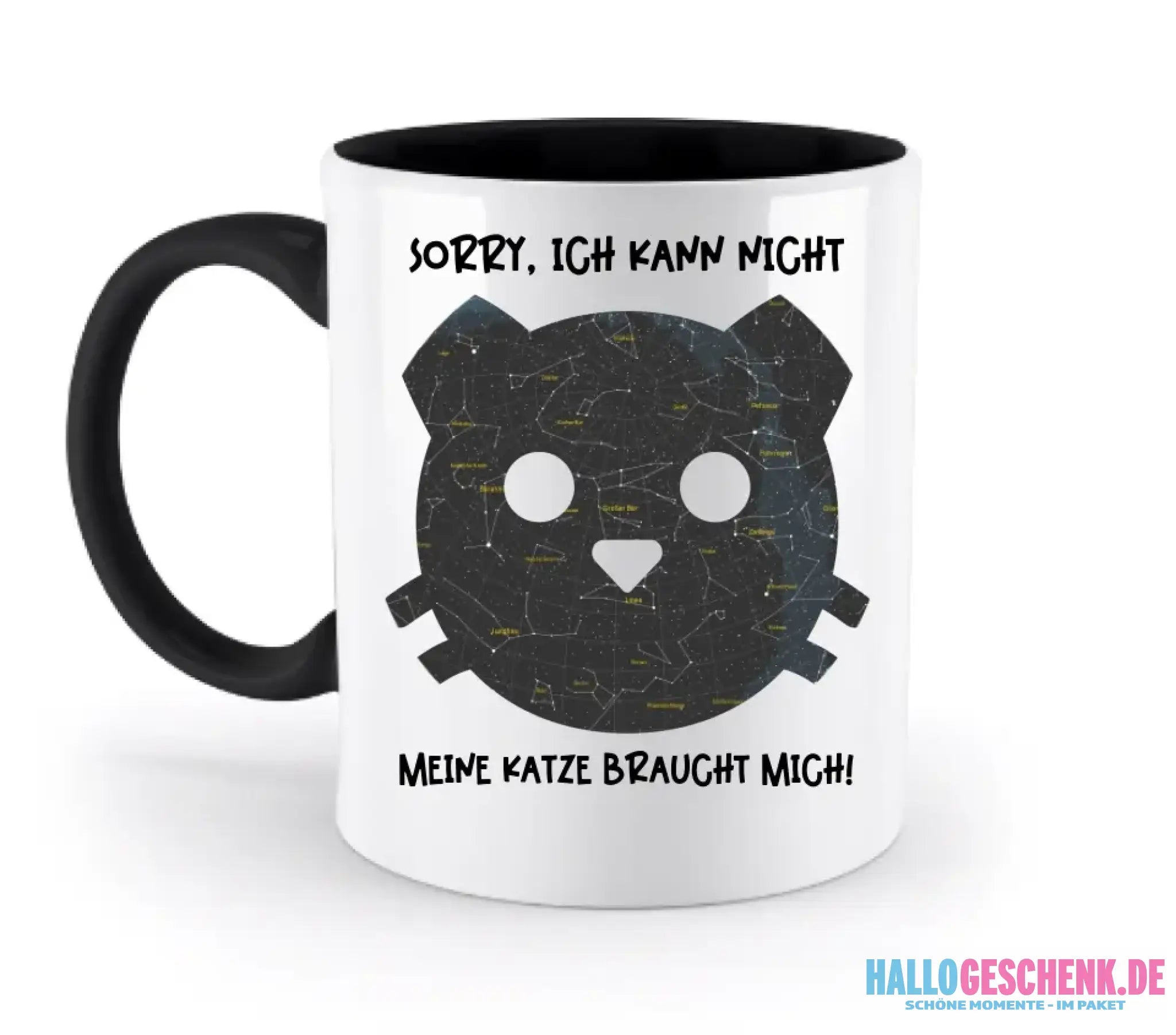 Echte Sternenkarte als Katze + Text • zweifarbige Tasse • Exklusivdesign • personalisiert