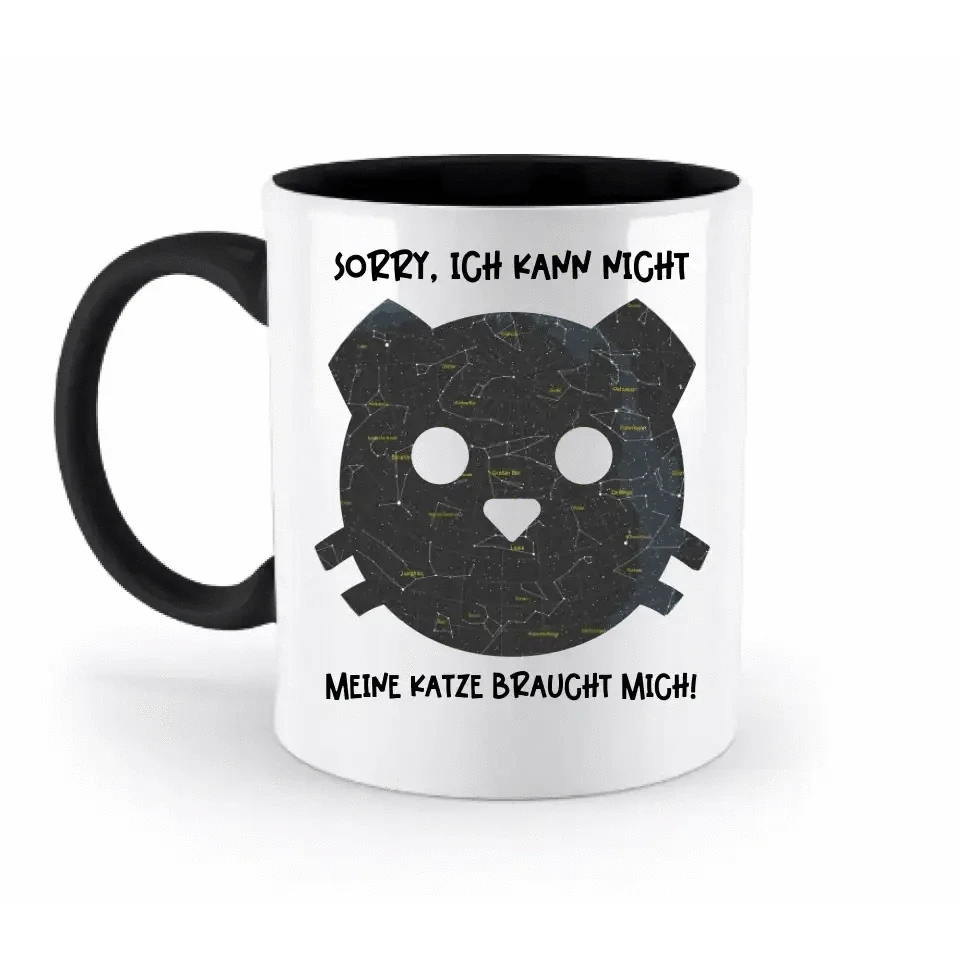 Echte Sternenkarte als Katze + Text • zweifarbige Tasse • Exklusivdesign • personalisiert