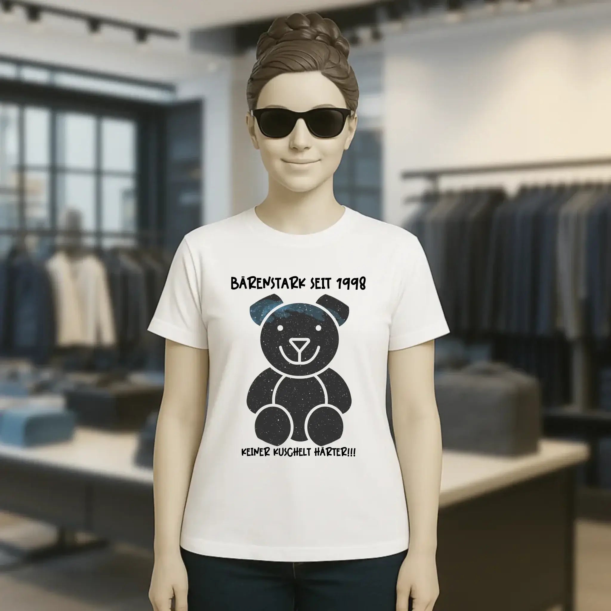 Echte Sternenkarte als Teddybär + Text • Ladies Premium T-Shirt XS-2XL aus Bio-Baumwolle für Damen • Exklusivdesign • personalisiert