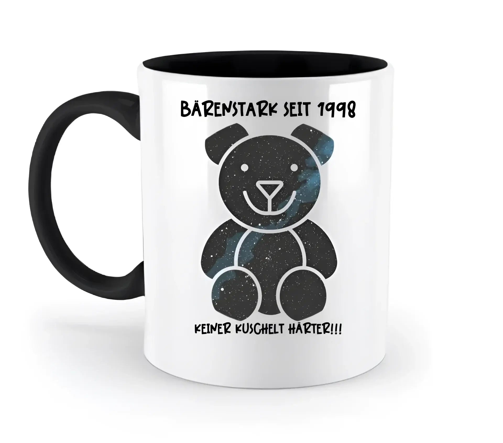 Echte Sternenkarte als Teddybär + Text • zweifarbige Tasse • Exklusivdesign • personalisiert - zweifarbige Tasse