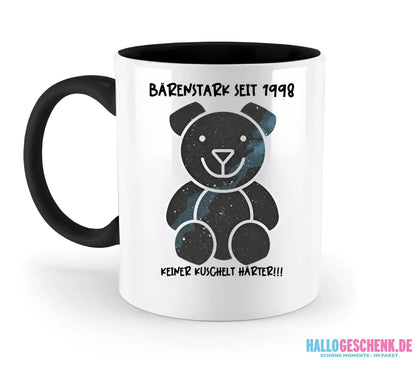Echte Sternenkarte als Teddybär + Text • zweifarbige Tasse • Exklusivdesign • personalisiert - zweifarbige Tasse