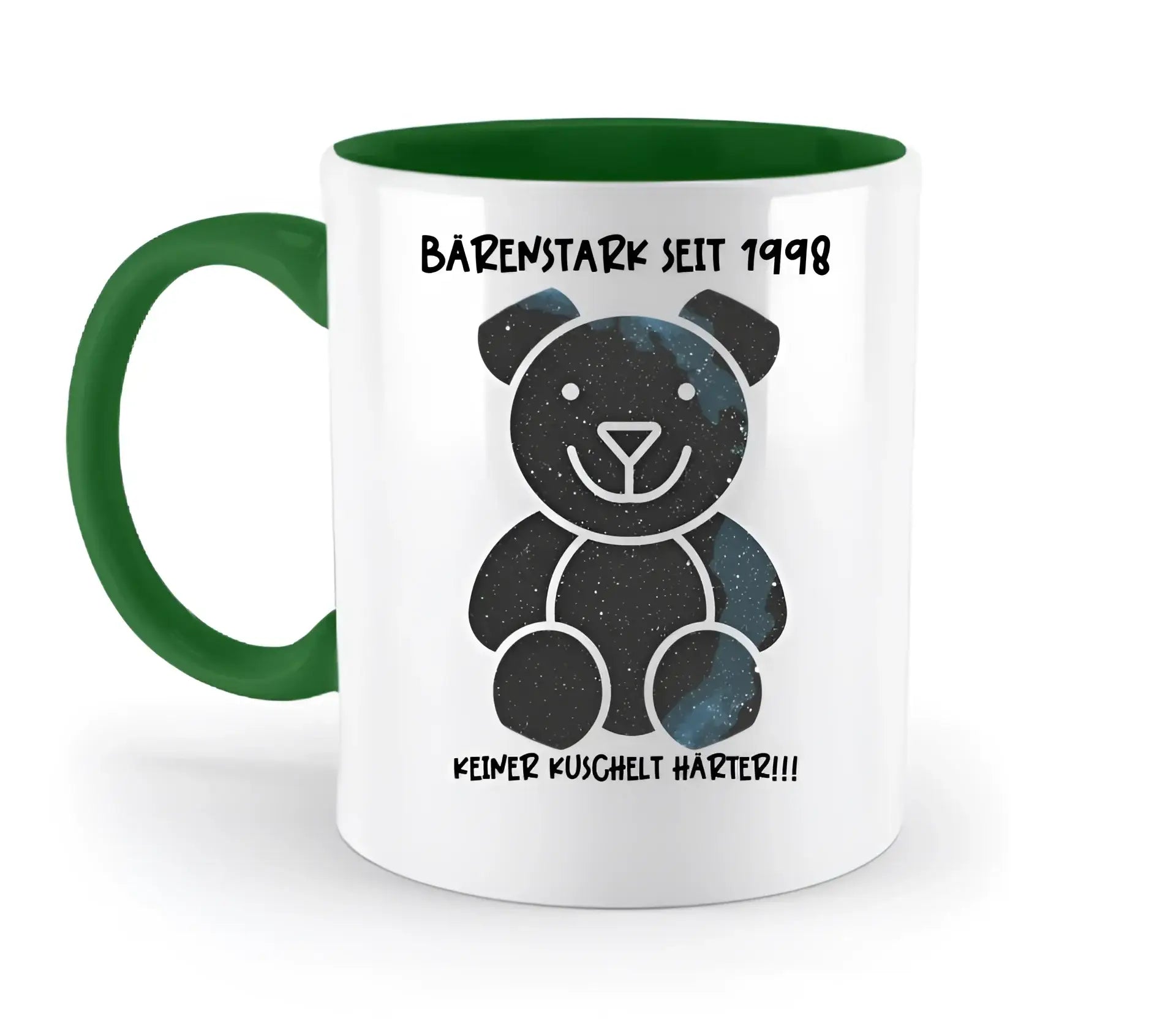 Echte Sternenkarte als Teddybär + Text • zweifarbige Tasse • Exklusivdesign • personalisiert - zweifarbige Tasse