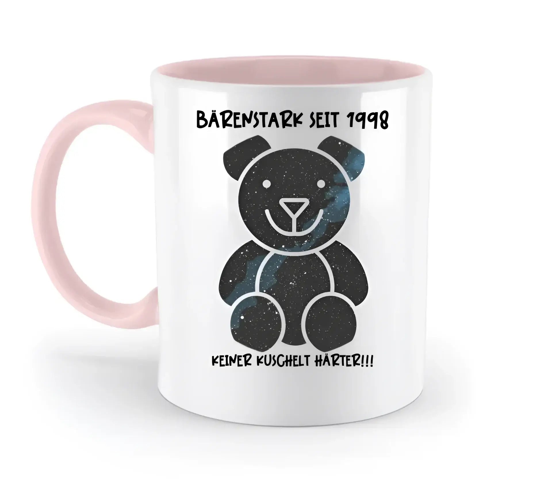 Echte Sternenkarte als Teddybär + Text • zweifarbige Tasse • Exklusivdesign • personalisiert - zweifarbige Tasse