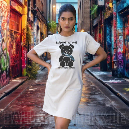 Echte Sternenkarte als Teddybär + Text • Ladies Premium T-Shirt Kleid aus Bio-Baumwolle S-2XL • Exklusivdesign • personalisiert