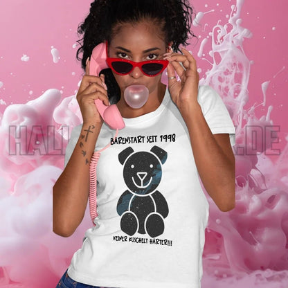 Echte Sternenkarte als Teddybär + Text • Ladies Premium T-Shirt XS - 2XL aus Bio - Baumwolle für Damen • Exklusivdesign • personalisiert von HalloGeschenk.de