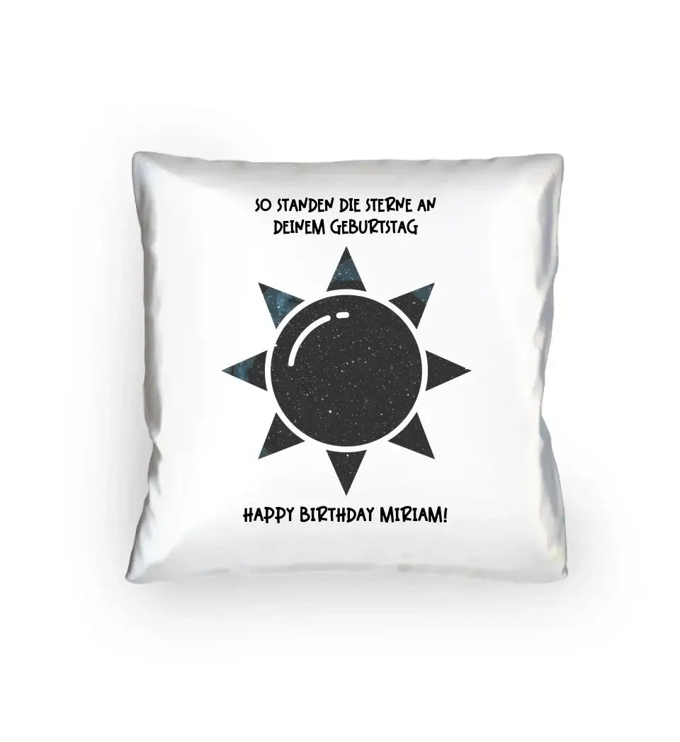 Echte Sternenkarte in Sonnenform mit Ort/Zeit und deinem Text • Kissen 40x40 cm • personalisiert - Kissen 40x40 cm