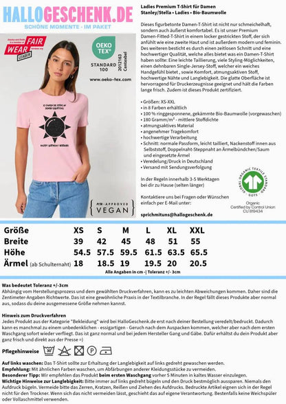 Echte Sternenkarte in Sonnenform mit Ort/Zeit und deinem Text • Ladies Premium T-Shirt XS-2XL aus Bio-Baumwolle für Damen • Exklusivdesign • personalisiert