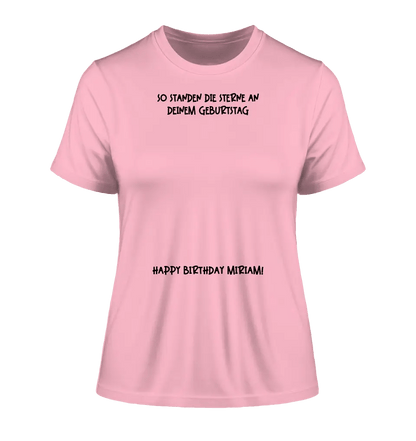 Echte Sternenkarte in Sonnenform mit Ort/Zeit und deinem Text • Ladies Premium T-Shirt XS - 2XL aus Bio - Baumwolle für Damen • Exklusivdesign • personalisiert von HalloGeschenk.de