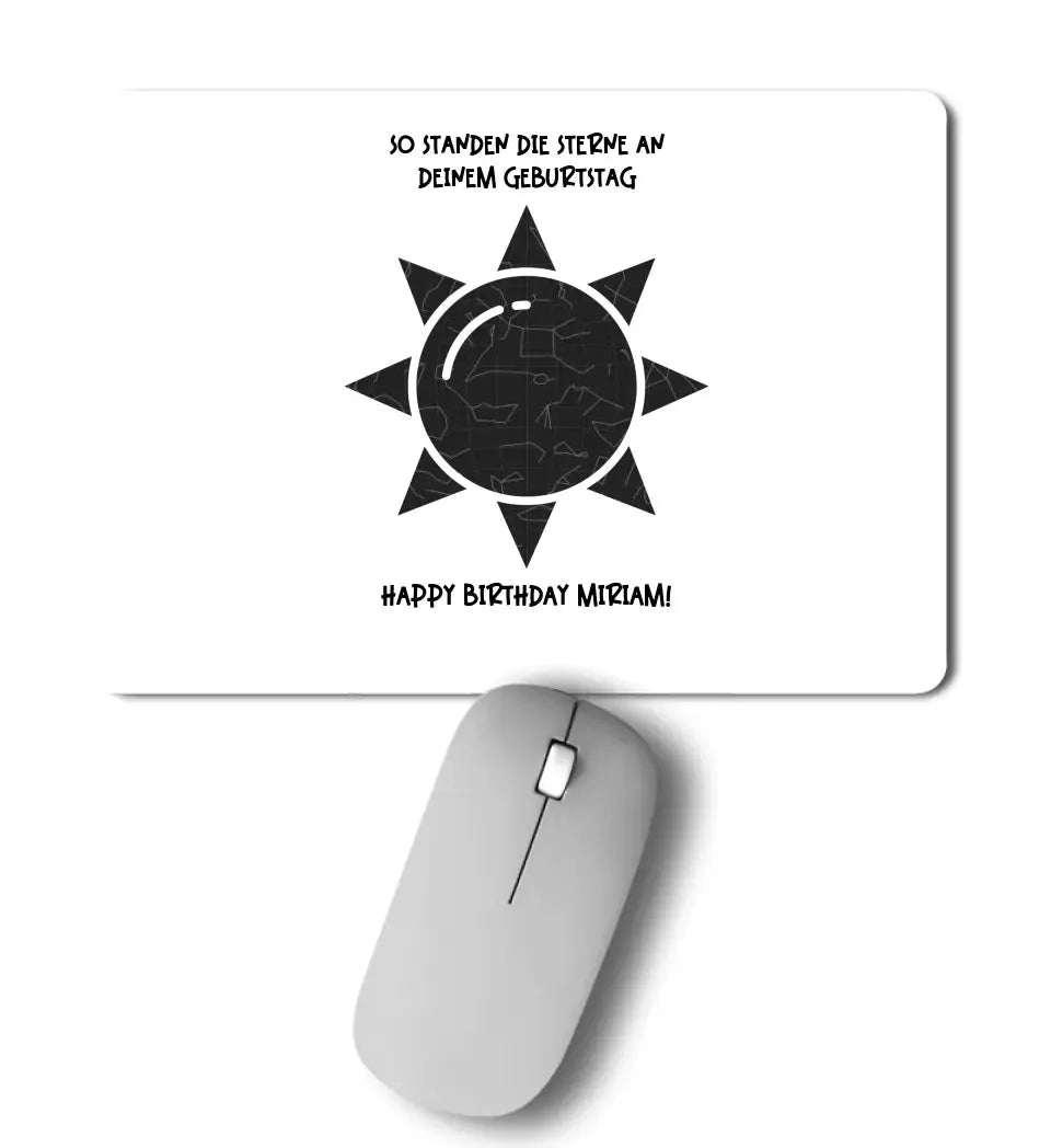 Echte Sternenkarte in Sonnenform mit Ort/Zeit und deinem Text • Mousepad • Exklusivdesign • personalisiert von HalloGeschenk.de