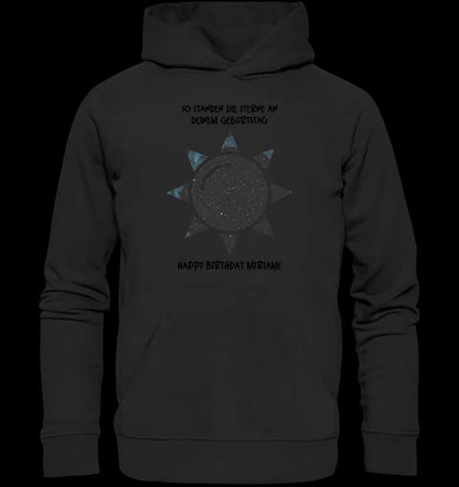 Echte Sternenkarte in Sonnenform mit Ort/Zeit und deinem Text • Unisex Premium Hoodie XS-5XL aus Bio-Baumwolle für Damen & Herren • Exklusivdesign • personalisiert