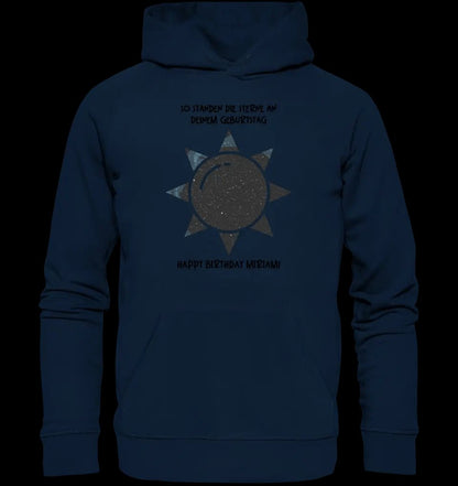 Echte Sternenkarte in Sonnenform mit Ort/Zeit und deinem Text • Unisex Premium Hoodie XS-5XL aus Bio-Baumwolle für Damen & Herren • Exklusivdesign • personalisiert