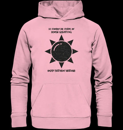 Echte Sternenkarte in Sonnenform mit Ort/Zeit und deinem Text • Unisex Premium Hoodie XS-5XL aus Bio-Baumwolle für Damen & Herren • Exklusivdesign • personalisiert