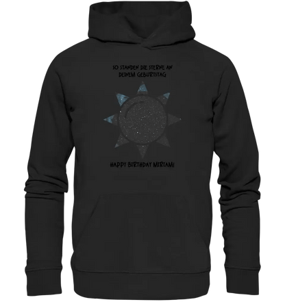 Echte Sternenkarte in Sonnenform mit Ort/Zeit und deinem Text • Unisex Premium Hoodie XS - 5XL aus Bio - Baumwolle für Damen & Herren • Exklusivdesign • personalisiert von HalloGeschenk.de