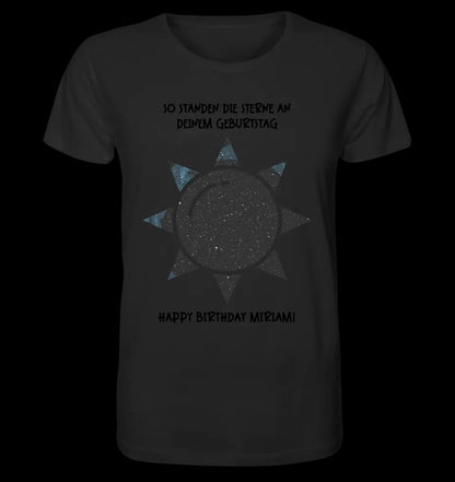 Echte Sternenkarte in Sonnenform mit Ort/Zeit und deinem Text • Unisex Premium T-Shirt XS-5XL aus Bio-Baumwolle für Damen & Herren • Exklusivdesign • personalisiert