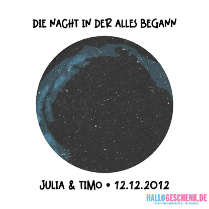 Echte Sternenkarte mit Ort/Zeit und deinem Text • STICKER 20x20cm (Aufkleber) personalisiert - White / OneSize