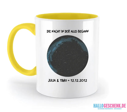 Echte Sternenkarte mit Ort/Zeit und deinem Text • zweifarbige Tasse • Exklusivdesign • personalisiert - zweifarbige