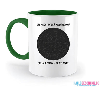 Echte Sternenkarte mit Ort/Zeit und deinem Text • zweifarbige Tasse • Exklusivdesign • personalisiert - zweifarbige