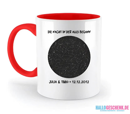 Echte Sternenkarte mit Ort/Zeit und deinem Text • zweifarbige Tasse • Exklusivdesign • personalisiert - zweifarbige